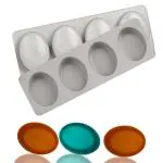 BAKEMO 4 cavity Soaps Molds | Silicone Oval Shape Mould | Handmade Soap Making Forms | 3D Moulds for Cake Chocolate Candy Ice Jelly Brownie Dessert Pack Of 1
