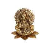 Goddess Laxmi seated on a flower with a Halo Showpiece by Handicrafts Paradise - 6.25 inches