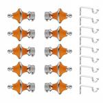GLOXY Stainless Steel & ABS Curtain Bracket Parda Holder with Support 1 Inch Rod Pocket Finials Designer Door and Window Rod Support Fittings, Curtain Rod Holder- (Pair of 5, Orange)