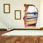 SYGA 3D sea Boat Sunset Stereo Effect Wall Stickers