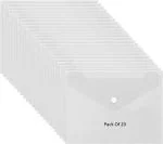 Shining Zon Envelope Design File Folder Clear Holder Storage Case for Paper Document Bag PassBook, Cheque Book Snap Button Folder Clear Plastic Container for A5 Papers Stationery - Pack of 20