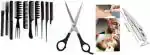 Lenon 10_Pcs Comb, Hair Cutting Scissor 6 inch & Steel Razor For barbers, Parlor, Salon (3 Items in the set)
