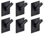 DOCOSS Pack of 6 Steel Self Adhesive Hooks for Wall Strong Sticker Hooks Door Hanger Wall Hooks Self Adhesive Hooks Holder for Bathroom,Kitchen -Holds Upto 3 kg (Black)