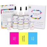 Kadam Skin Friendly Kadam Tie Dye Kit #1 Aura With Dye Activator And Colour Fixer Included, Cold Fabric Dyeing Combo 01 Aura - Lemon Yellow, Sky Blue, Hot P