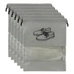 QUAIL Travel Shoe Bag Non-Woven Large Portable Waterproof Dustproof Travel Shoe Bags with Transparent Slot and Drawstring for Daily and Travel Use/Space Saving - Pack of 6 (Grey)