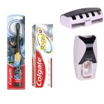 Batman Battery Toothbrush for kids+Total Advanced Protection Toothpaste-120g+Free wall mount automatic toothpaste dispenser
