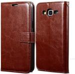 MONKISH Brown Leather Shock Proof Flip Case Back Cover for Samsung Galaxy G360 / Core Prime
