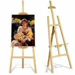 Grandink Brown Adjustable Pinewood Easel Stand 5 ft