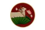 ArtSage Exclusive hand-made painting, Pichwai hand-painted art work, Pichwai Cow decor plate (Red) Hand painted painting for Home & Office (29CM diameter)