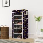 GTC Printed Shoe rack Multipurpose Collapsible Cabinet Rack Storage Organizer Foldable Almirah Non-Woven Laminated Fabric 4 Shelves , 1 Side Pocket