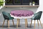 Stylista PVC Waterproof Round 6 Seater Table Cover 72 Inches Diameter with White Border Lace Floral pattern purple