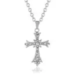 Memoir Brass Silver Imitation Diamond CZ Christian jesus cross pendant crucifix necklace
