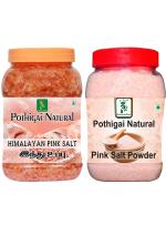 Pothigai Natural Himalayan Pink Salt / 84+ Minerals / Healthy Cooking /No Adulteration (1 kg) + Himalayan Pink Salt Powder 1kg for Weight Loss,Natural Substitute of White Salt (Pack of 2)