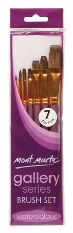 Mont Marte Gallery Series Watercolor Brush Set, 7 Piece. Features a Range of Watercolor Paint Brushes Made from Pony Hair.