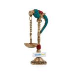 CraftVatika Gold Brass Parrot Diya 20 x 10 cm