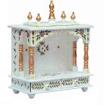 Lucky Art Beautiful Mdf Wooden Temple/Pooja Mandir For Home And Office/Wall Mounted Temple/Puja Stand(White - 18X9X22 Inches)