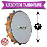 AADIA ALUMINIUM HAND PERCUSSION TAMBOURINE/KHANJRI/DHAPLI/DHAFLI/KHANJEERA MUSIC INSTRUMENT (30 CM.)