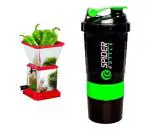 First Front Stainless Steel Chilly Cutter Cutter With Heavy Plastic and Stylish Gym Shaker Bottle and (Multicolour, Pack of 2)