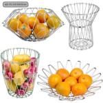 JORDY Multipurpose Stainless Steel Modern Folding Fruit and Vegetable Basket (Silver, 8 Shapes)