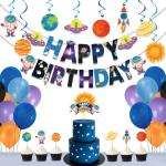 Festiko Space Theme Birthday Party Combo (36 Pcs), Outer Space Party Decorations, Party Supplies With Happy Birthday Banner Multi Colour Material Rubber Multi Colour