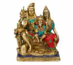 Kartique Brass Shiv Parivar Bholenath Shankar Bhagwan Ganesh Family Murti 8 Inch