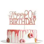 Festiko Rose Gold Glitter Happy 20th Birthday Cake Topper Hello 20 Cheers To 20 Years Party Decoration