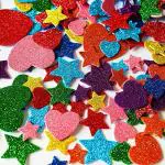 Kidivo Mini Heart and Star Shape Multicolor Foam Glitter Sticke (Pack of 120)