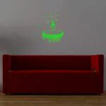 DreamKraft Green Vinyl Glow In The Dark Shubh Diwali Diya Radium Wall Stickers 25x17 cm