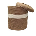 ARIYA HOME Premium Cotton Material Big Laundry Brown & Cream Basket With Dhakkan(Size-14X14X12)