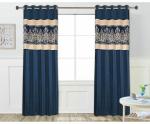 Tanyugg Printed Blue Velvet Long Door Curtain 9x4 ft (Design Richi Crystal)