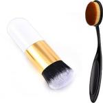 AVTY Extra Soft Flat Foundation Brush and Oval Spoon Foundation Brush (Pack of 2)
