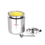 Ebun Stainless Steel Mirror Polish Plain Ghee Pot | Stainless Steel Ghee Container for Kitchen |