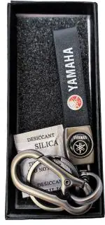 Blue Aura Vinal Multicolor Metal, Leather Yamaha Bike Keychain Accessories With And Braided Buckle Key Key Chain