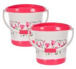 Kuber Industries Plastic Tulip Flower Unbreakable Strong Bathroom Ultra Bucket With Handle,18 Ltr,Pack of 2 (Pink White)