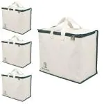 BLACKBOXES Canvas Reinforced Cotton Handles with Multipurpose Clothes Storage Organizer For Grocery vegetable shopping and Covers Zip Bags