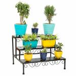 Equal RustProof Rectangular - 3 Step (Tier) Iron Metal Stands For Plants, Pots and Gamla For Balcony/Outdoor/Indoor/Home Decor/Terrace Garden (Full Platform)