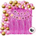 GROOVY DUDZ 1st Birthday Decoration for Baby Girl - Happy Birthday Banner With Balloons (36 Pcs)