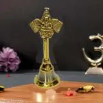 Denique Metal Hand Held Temple Bell Pooja Garud Ghanti.Religious and Spiritual Item.Height Inch 4