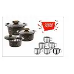Blubel Akoya Casserole & Cup Set Pack of 3 Casseroles & Set of 6 Stainless Steel Double Wall Cups