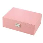 TEESTA Multifunctional Double layer Jewelry Box PU Leather Storage Case with Lock for Necklace