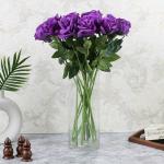 Elemntl Artificial Purple Rose Flower Sticks (Pack of 10)