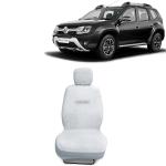 Kingsway Towel Fabric Car Seat Covers for Renault Duster, 2014 Onwards Model, Material: 100% Cotton, Color : White, Complete Set of All Seats (Car Specific Front + Rear Seat Covers)
