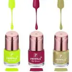 Perpaa Neon, Fuchsia Pink, Glitter Golden Nail Polish (Pack Of 3)