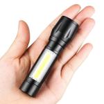 MEERtronics Led Flashlight Rechargeable USB Mini Torch Light, Ultra Brightest Small Flash Light Handheld Pocket Compact Portable Tiny Lamp with COB Side Lantern, High Powered Tactical Travel Flashlight (Pack of 1)