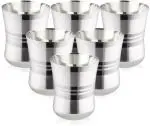 LEROYAL Stainless Steel 300 ml Juice Glass Set (Pack of 6)