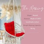 Curio Centre White Round Cotton Hammock Chair with L-Shape Cushion & Accessories 145x57x43 cm