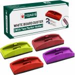 YAJNAS Non Magnetic Whiteboard Duster | Dry Erase Whiteboard Eraser for Erasing Whiteboard Marker or Chalk Board Writing - (Pack of 4, Multicolor) Dusters (Set of: 4, Multicolor)
