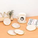DULI Set of 6 Resin Coaster Set for Table accessories 10x10cm (Cream)