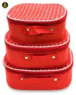 Rasafa Set of 3 Star pattern Makeup box, Jewellery box, Makeup Kit, Storage case Vanity Box (Red)