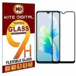Kite Digital Vivo V23E (5G) Back Screen Protective Film Carbon Fiber Skin Transparent Sticker + [Black] Tempered Glass Screen Protector with Edge to Edge Coverage